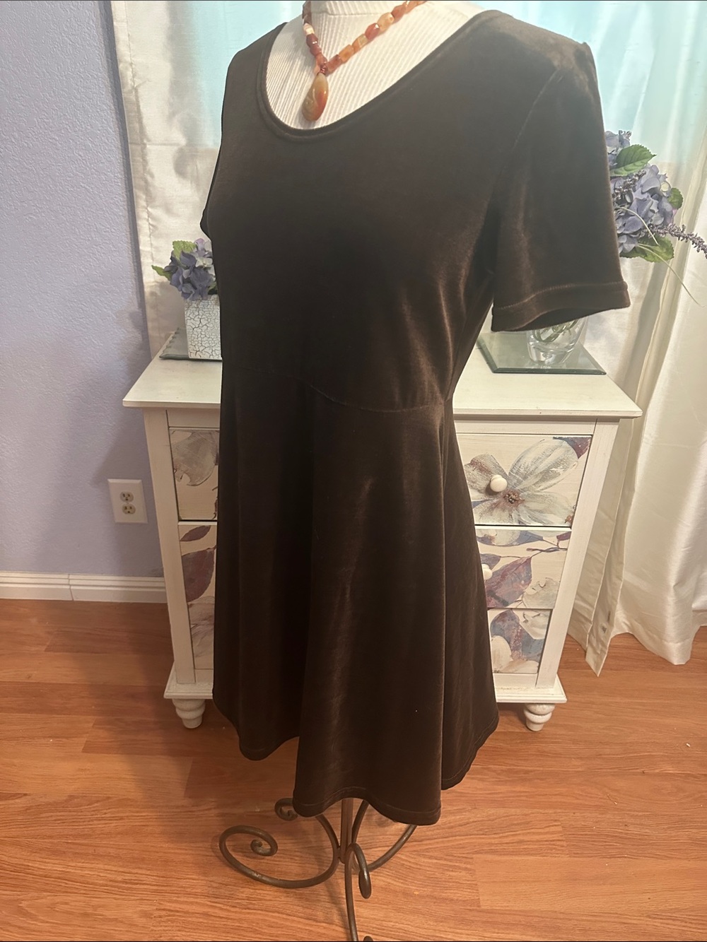 French Laundry Babydoll Dress in Velvet - Picture 2 of 5